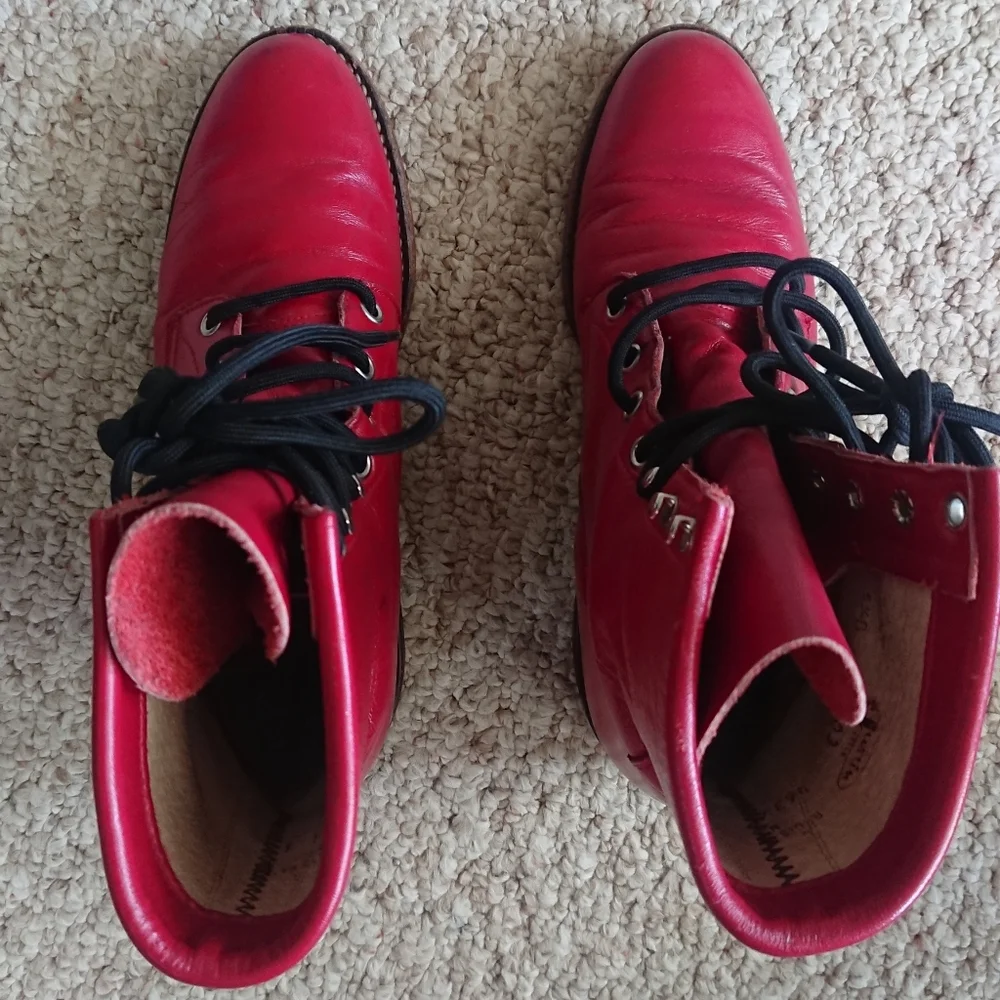 Justin red leather lace-up Packer boots SIZE 6